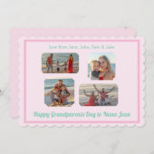 ピンクの縁取り スカロップ フォト 祖父母の日 (正面/裏面)