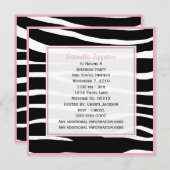 ピンクの縁取り: ゼブラパーティーの招待状 招待状 (正面/裏面)