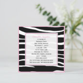 ピンクの縁取り: ゼブラパーティーの招待状 招待状 (スタンド正面)