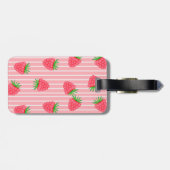 ピンクの縞模様のイチゴ ラゲッジタグ (裏面横)