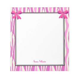 ピンクの縞模様のピンクの弓 ノートパッド