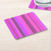 ピンクの縦ストライプ列 スクエアペーパーコースター (アングル)