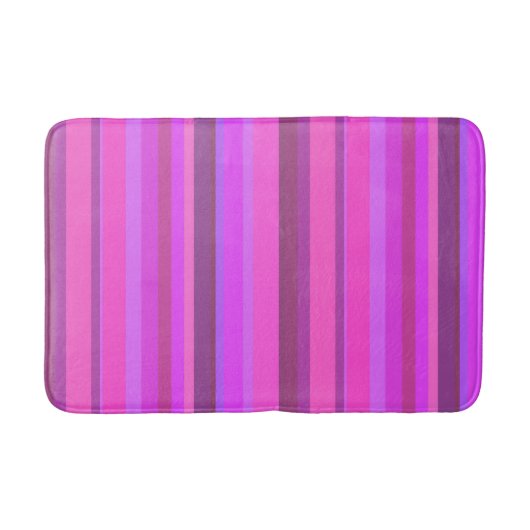 ピンクの縦ストライプ列 バスマット (正面)