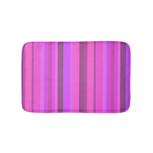 ピンクの縦ストライプ列 バスマット (正面)