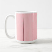 ピンクの縦木模様デザイン コーヒーマグカップ (左)