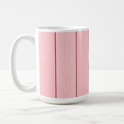ピンクの縦木模様デザイン コーヒーマグカップ (左)