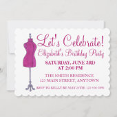 ピンクの縫製ドレスフォーム マネキンをお祝いしよう 招待状 (正面)