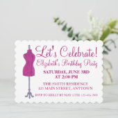 ピンクの縫製ドレスフォーム マネキンをお祝いしよう 招待状 (スタンド正面)