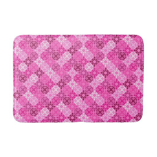 ピンクの繊細なダイヤモンド柄 バスマット (正面)