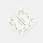 ピンクの繊細な牧草地パーソナライズされた結婚の花 スタンダードカクテルナプキン (角)