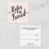 ピンクの署名スクリプト顧客の紹介 紹介カード (正面/裏面)