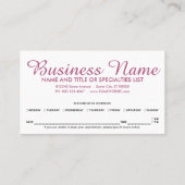 ピンクの羊皮紙のアポイントメントのメモ 予約カード (裏面)