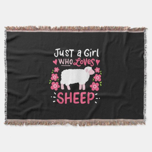 ピンクの羊 |羊の贈り物を愛する女の子のみ スローブランケット (正面)
