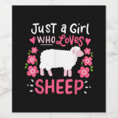 ピンクの羊 |羊の贈り物を愛する女の子のみ ワインラベル (シングルラベル)
