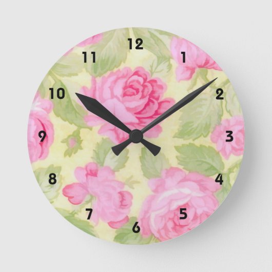 ピンクの美しいウォールクロック ラウンド壁時計 (正面)