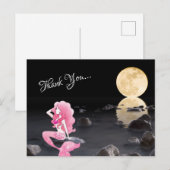 ピンクの美しい人魚と満月のサンキューカード ポストカード (正面/裏面)