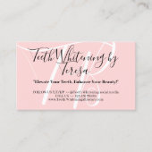 ピンクの美しい歯のホワイトニングのアフターケアのヒント 名刺 (正面)