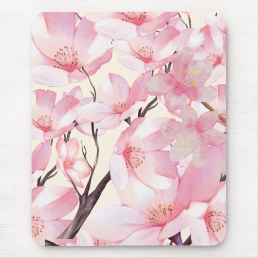 ピンクの美学桜さくらんぼ花ピンクの花 マウスパッド (正面)