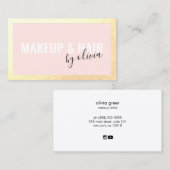 ピンクの美容師とメイクアップアーティスト金ゴールドフレームBu 名刺 (正面/裏面)