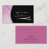 ピンクの美容師のサロンのアポイントメントの名刺 予約カード (正面/裏面)