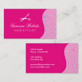 ピンクの美容師の美容師 名刺 (正面/裏面)