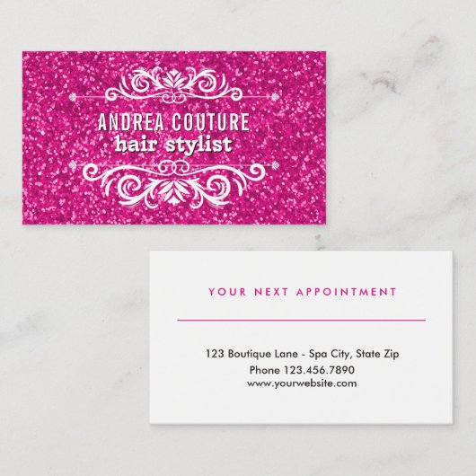 ピンクの美容院のアポイントメント|の美容師 予約カード (正面/裏面)