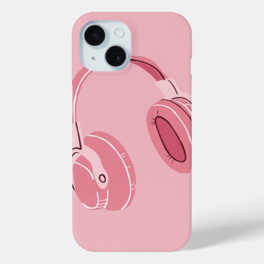 ピンクの美意識ヘッドフォン携帯ケース - 音楽好き Case-Mate iPhoneケース (裏面)