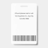 ピンクの美的テンプレート従業員の写真名ID バッジ (裏面)