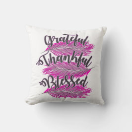 ピンクの羽に感謝の賛美枕 クッション