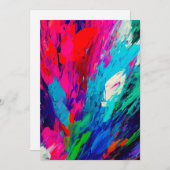 ピンクの羽のフィンガーペインティングカード 招待状 (正面/裏面)