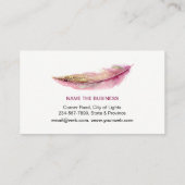 ピンクの羽の水彩画のBohoのガーリーな上品 名刺 (裏面)