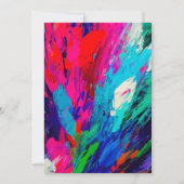 ピンクの羽根のフィンガーペイントカード招待状 招待状 (正面)