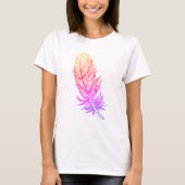 ピンクの羽根 アート ベーシックTシャツ(白) Tシャツ (正面)