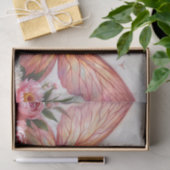 ピンクの翼と牡丹を持つ茶色の妖精 薄葉紙 (ギフト)