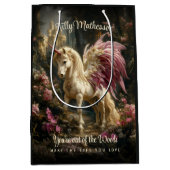 ピンクの翼の森のユニコーンの森 ミディアムペーパーバッグ (正面)