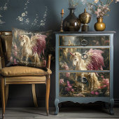 ピンクの翼を持つユニコーンの森 クッション