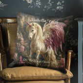 ピンクの翼を持つユニコーンの森 クッション