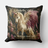 ピンクの翼を持つユニコーンの森 クッション (正面)