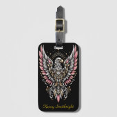 ピンクの翼を持つワシ ラゲッジタグ (正面縦)