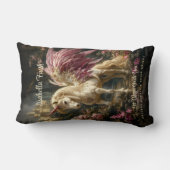 ピンクの翼を持つ森のユニコーンの妖精馬 ランバークッション (裏面)