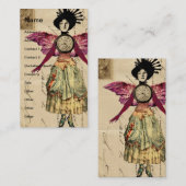 ピンクの翼を持つ混ぜたメディア人形 名刺 (正面/裏面)