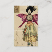 ピンクの翼を持つ混ぜたメディア人形 名刺 (裏面)