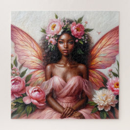 ピンクの翼アートを持つ暗い肌の妖精 ジグソーパズル