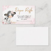 ピンクの聖い牛の赤ちゃんシャワーおむつラッフル エンクロージャーカード (正面/裏面)