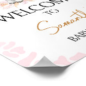 ピンクの聖い牛の赤ちゃんシャワーへようこそ ポスター (角)