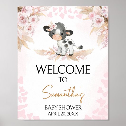 ピンクの聖い牛の赤ちゃんシャワーへようこそ ポスター (正面)