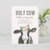 ピンクの聖なる牛の誕生日招待状 | 牛の招待状 招待状 (スタンド正面)