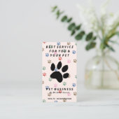 ピンクの肉球 犬 猫 ペットシッター 名刺 (スタンド正面)