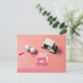 ピンクの背得景でゴルフのベビーガール 招待状 (スタンド正面)