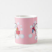 ピンクの背景が付いているあなたの歯をみがいて下さい コーヒーマグカップ (中央)